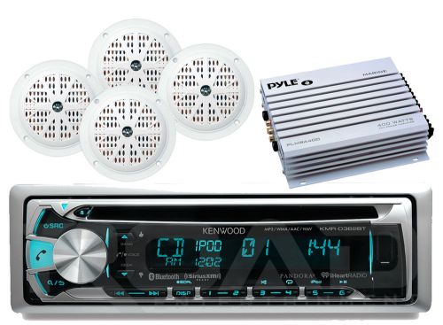 Enrock 4&#034; white speakers, 400w amplifier, kenwood bluetooth usb cd ipod receiver