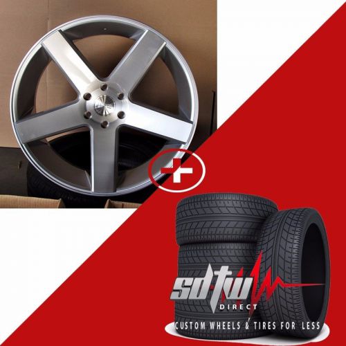 24&#034; dub baller s218 silver machined wheels w tires for chevy gmc 1500 yukon ford