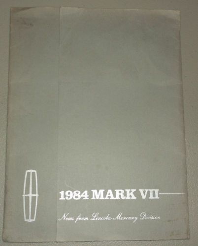 1984 lincoln mark 7 vii press kit