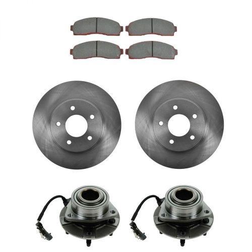 Front hubs &amp; bearings premium posi ceramic brake pads rotors kit set for gm suv
