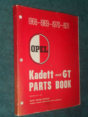 1968-1971 buick opel  &amp; opel gt  parts catalog / original text parts book  1969
