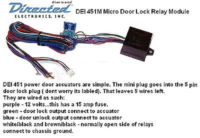 Dei 451m door lock relay pack w/ resistor keyless car alarm viper python avital