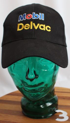 Mobil delvac black baseball cap, adj one size, velcro strap, great shape!!