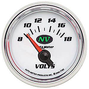 Autometer 7392 nv 2-1/16&#034; voltmeter gauge 8-18v