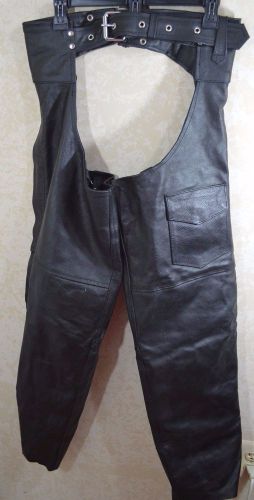 &#034;genuine leather&#034; men&#039;s leather chaps black size m adjsutable waist