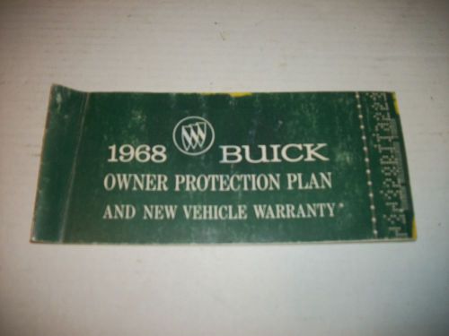 Original 1968 buick owners protection plan warranty manual glove box book