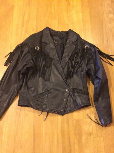 Bermans fringe leather motorcycle jacket  women&#039;s size large