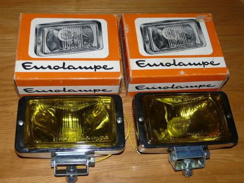 Vintage old new stock 2 eurolampe amber fog and driving lamps - made in england