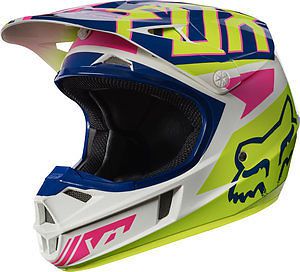 Fox racing v1 2017 motocross helmet falcon youth navy / white small