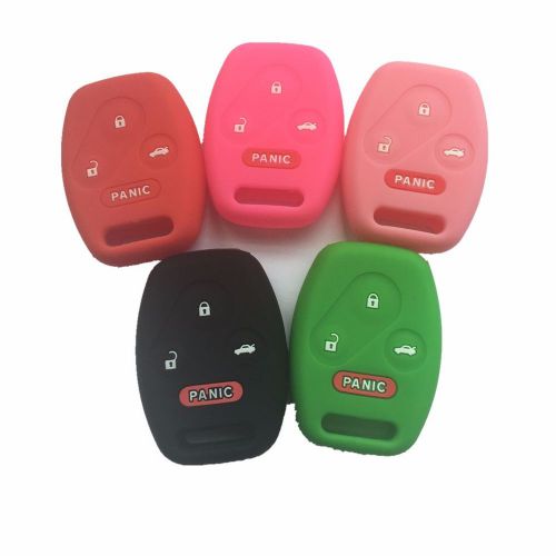 5pcs silicone smart 4 buttons key cover case bag fob for honda accord cr-v