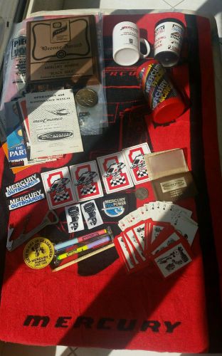 Huge lot of mercury marine memorabilia towel cards cups and more!