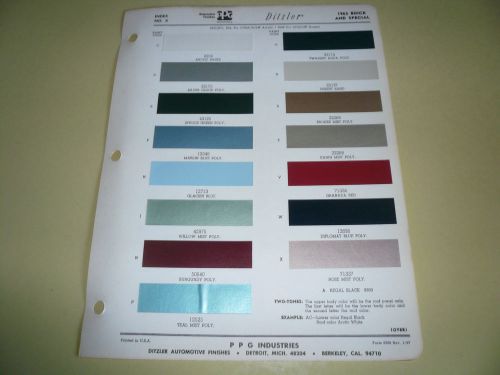 1963 buick and special ditzler ppg color chip paint sample - vintage