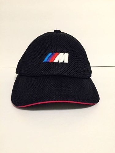 Bmw genuine black mesh cool cap adjustable one size velcro strap closure hat