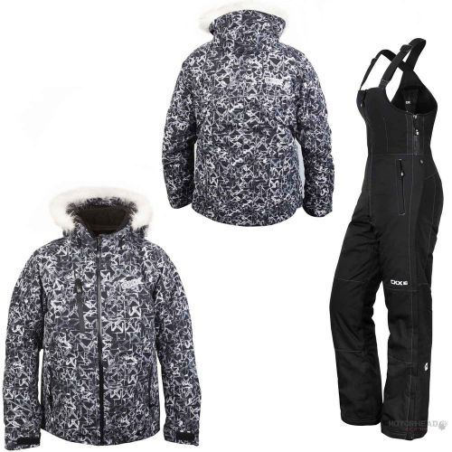 Snowmobile ckx snowflake jacket women suit medium black pants bib winter coat