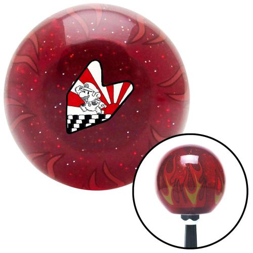 Rising sun mario red flame metal flake shift knob with m16 x 1.5 insert