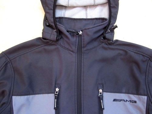 Amg gray hooded soft shell jacket windbreaker medium mercedes benz