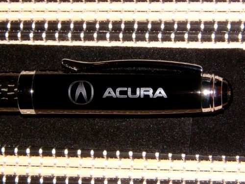 Acura carbon fiber like ball point pen in a nice gift box with outer sleeve.
