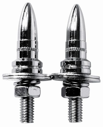 2 bullet style license plate chrome fasteners -fit gm ford plymouth harley 42261