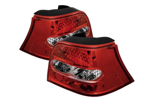 Spyder vg98rc volkswagen golf red euro tail lights rear stop lamps w leds