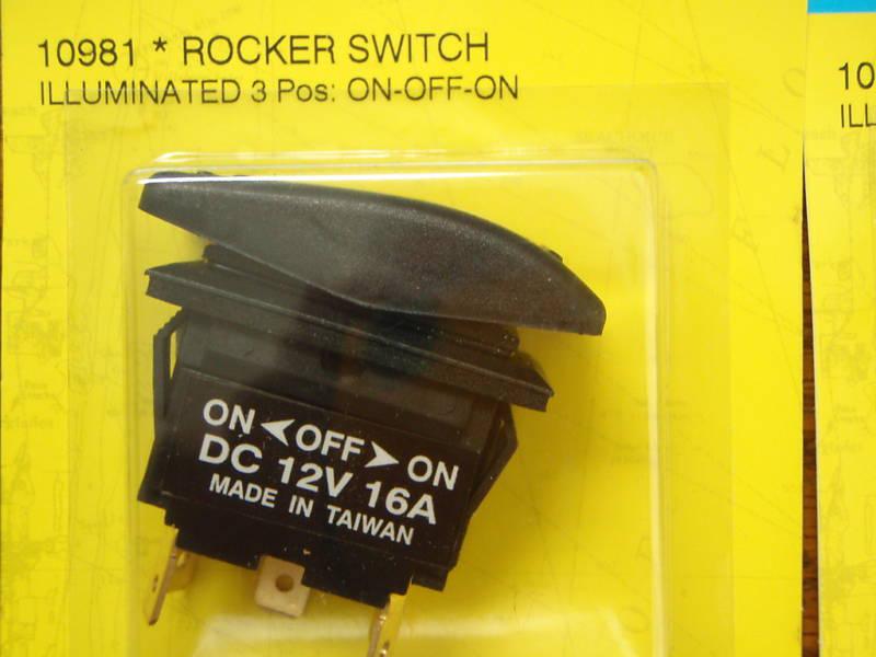 Rocker switch black 3 position on off on lighted 10981 
