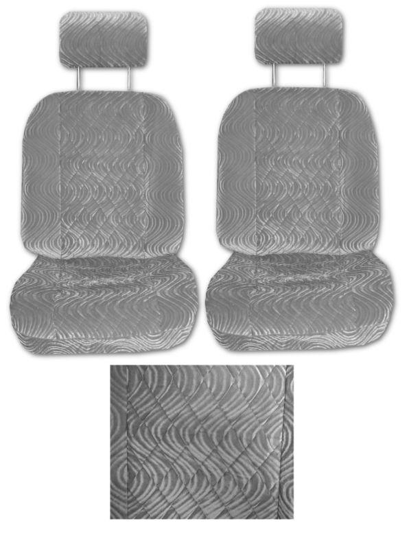 New low back swirled diamond car truck seat covers grey/gray #d