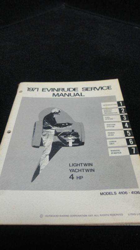 1971 evinrude 4hp,4 hp service manual #4745 outboard boat motor engine repair