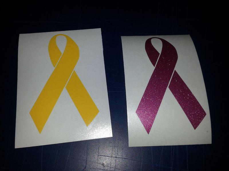 Pink ribbon decal / sticker 4.25 inch yellow ribbon other colors available