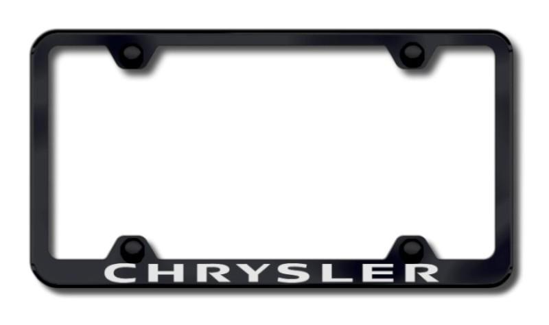 Chrysler  wide body laser etched black license plate frame-metal made in usa ge