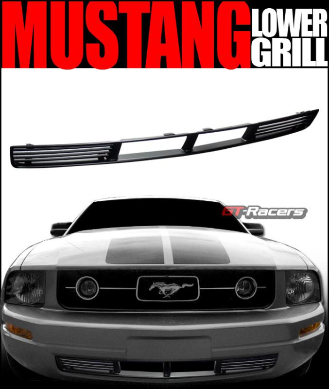 Black horizontal gt-style front lower bumper grill grille 05-09 ford mustang v6