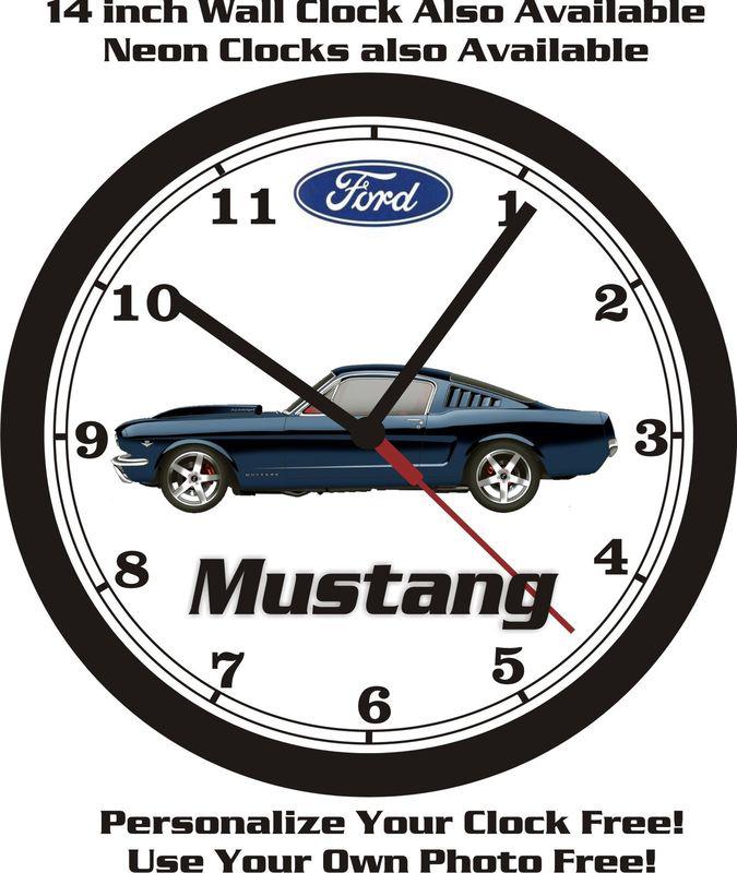 1965-1966 ford mustang fastback wall clock-free us ship!