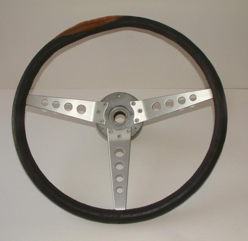 Vintage jaguar xk 120 racing steering wheel aluminum 3 spoke leather wrapped
