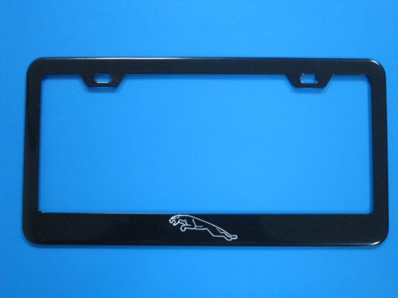 Jaguar "logo" black metal license plate frame