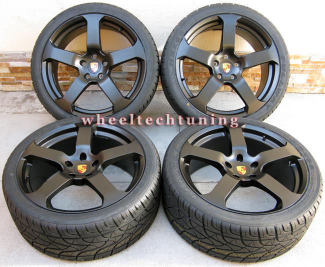 22" porsche cayenne 5-star style wheels and tires - matte black