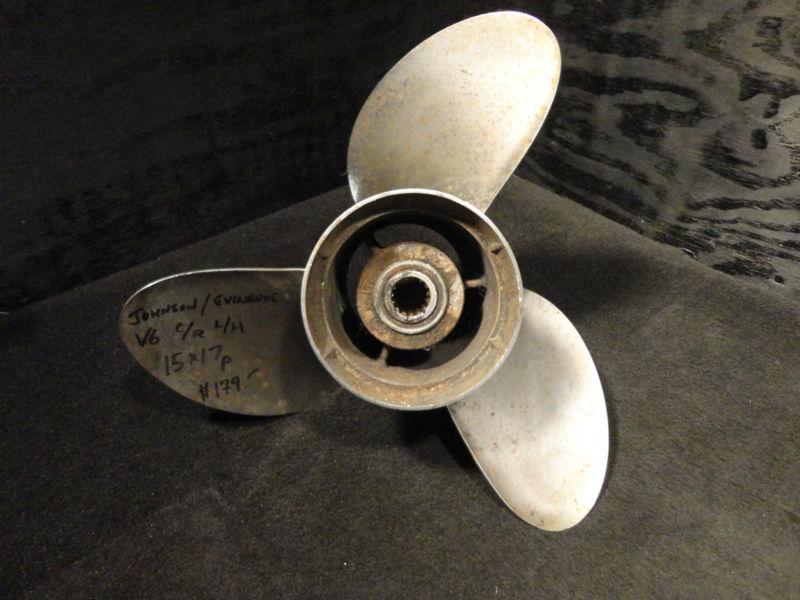Used johnson/evinrude 15 x 17p c/r l/h  viper v6 stainless steel propeller prop
