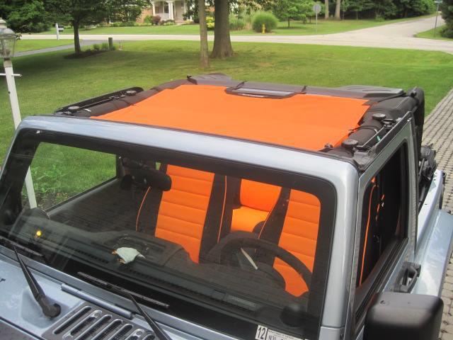 Jeep jk 2 door jkini spiderweb shade (orange) jeep top ~27% cooler  (fits 2007+)