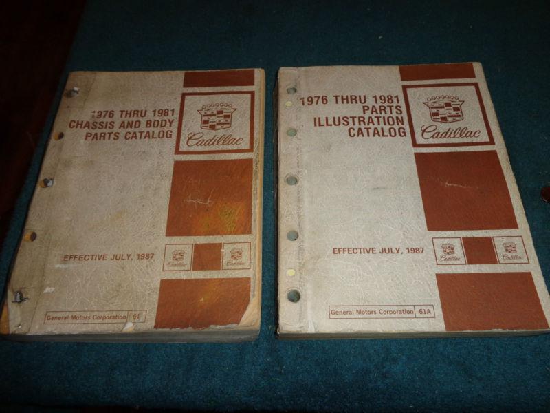 1976-1981 cadillac parts catalog set / original text & illustrations books 77 79