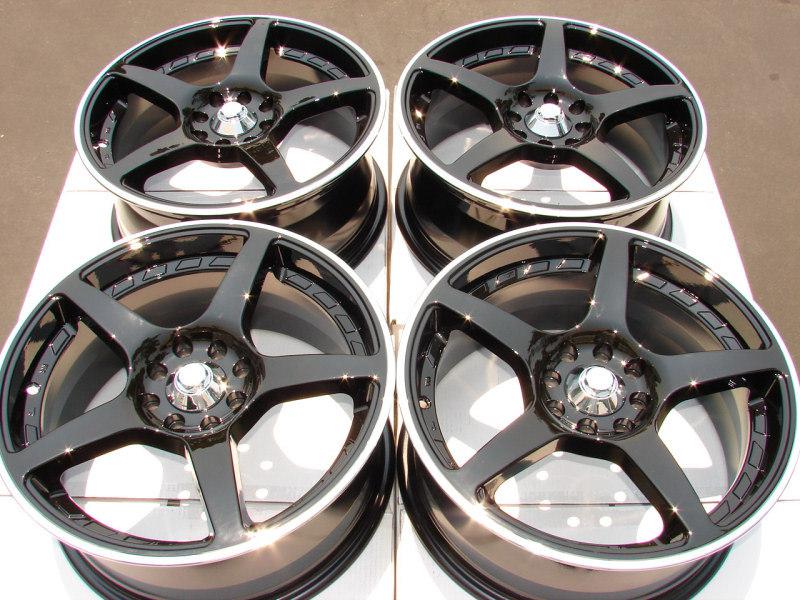 17 4x108 4x100 4 lug black wheels focus civic integra yaris miata cougar rims