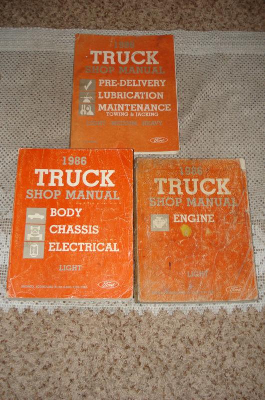 1986 ford truck bronco shop manual set original service books