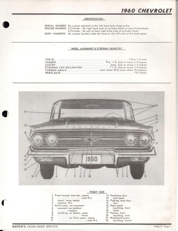 1960 chevrolet motor's crash book illustrations bel air biscayne impala & nomad