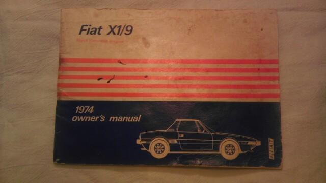 Original fiat 1974 x 1/9 owners manual x 1/9 x 1/9