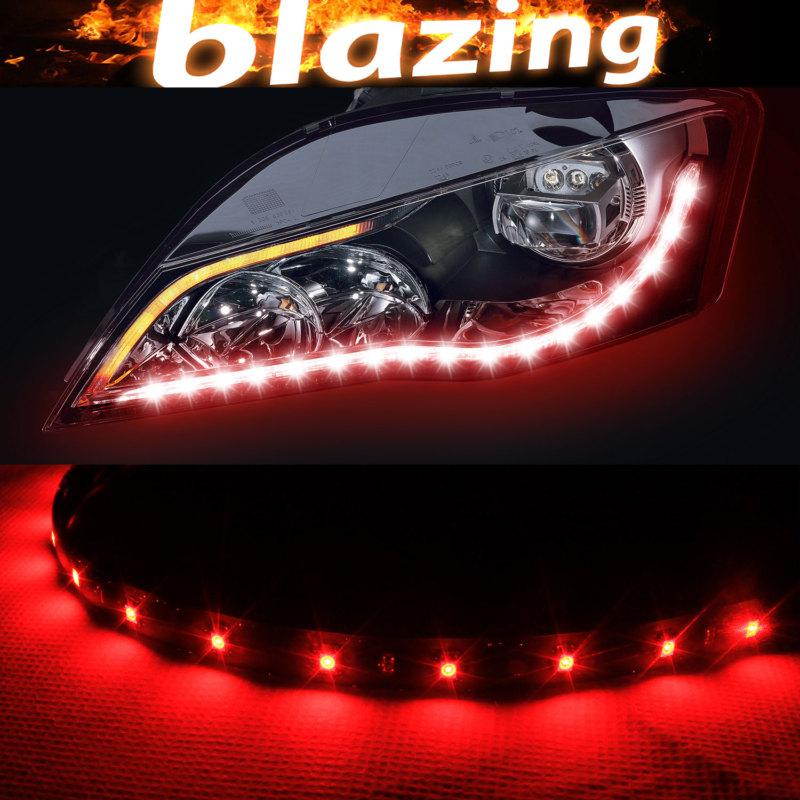 12" audi style driving drl running flexible strip light headlight red 2pcs
