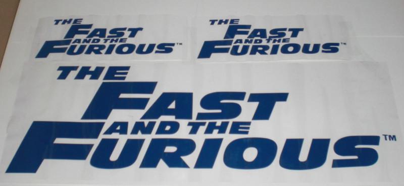 Fast and furious window decal blue windshield vinyl new 3 pcs