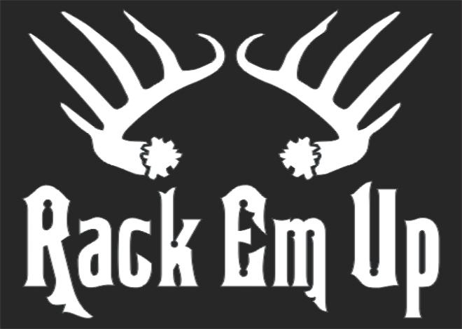 Whitetail deer hunting rack em up horns vinyl decal sticker