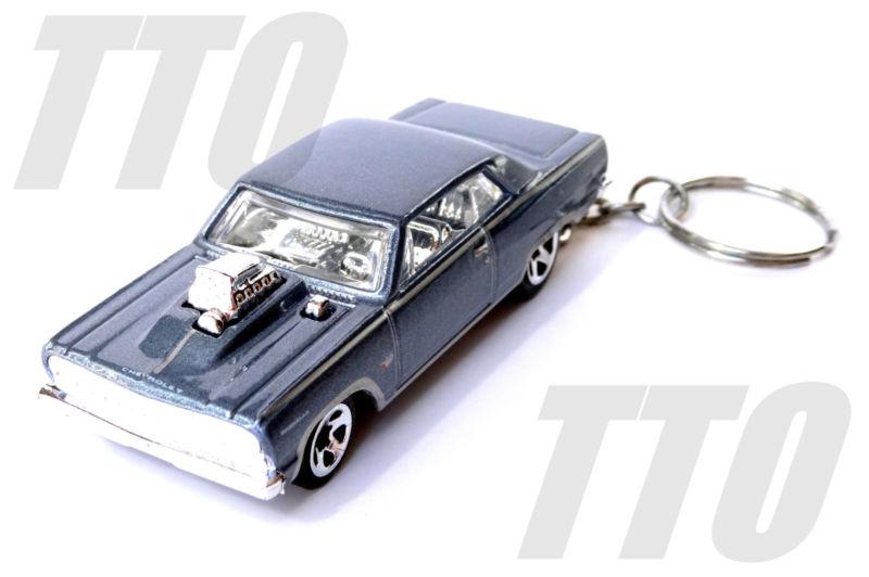 1964 chevy chevelle ss blue steel keyring keychain fob diecast 1/64 chevrolet