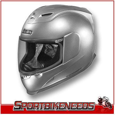Icon airframe solid gloss silver helmet new xsmall xs