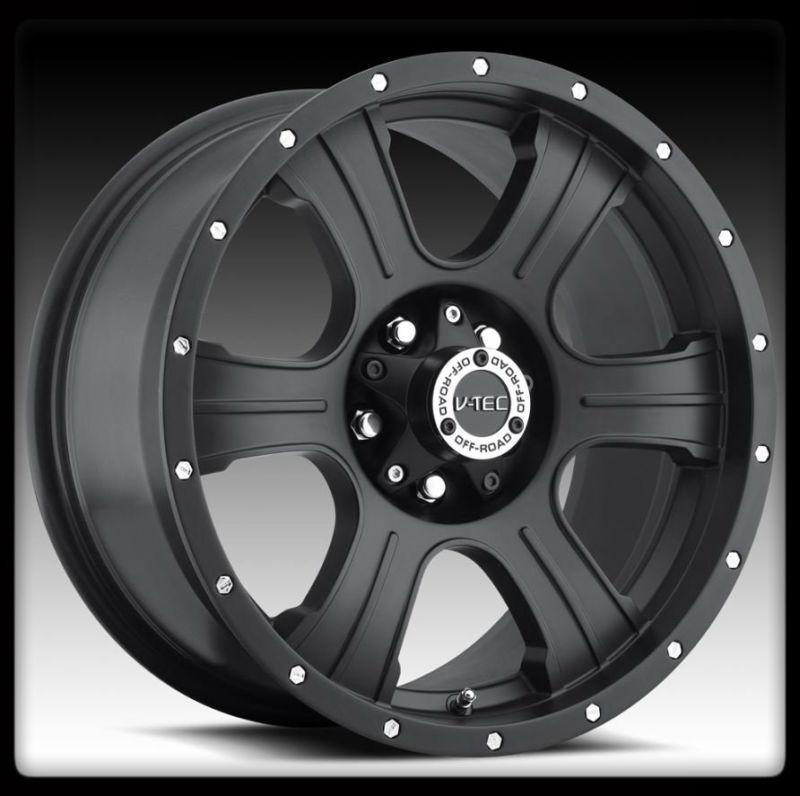 18" x 8.5" v-tec assassin 396 matte black 8x180 silverado wheels 18 inch rims