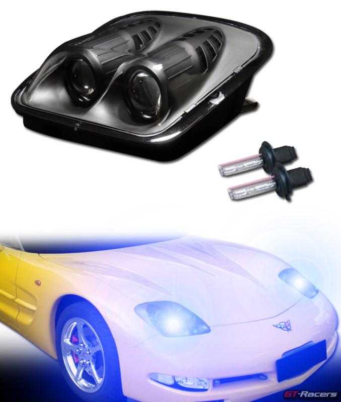 10000k hid xenon euro black projector head lights lamps 97-04 chevy corvette z06