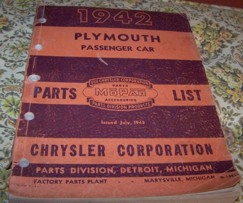 1942 plymouth parts list manual original book p14