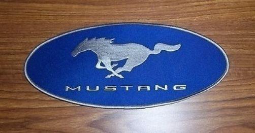 New blue and silver 4 1/2" x 10 3/4" ford mustang pony embroidered patch!