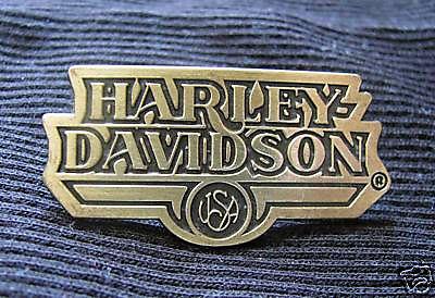 Harley-davidson brass motorcycle biker jacket pin 1995